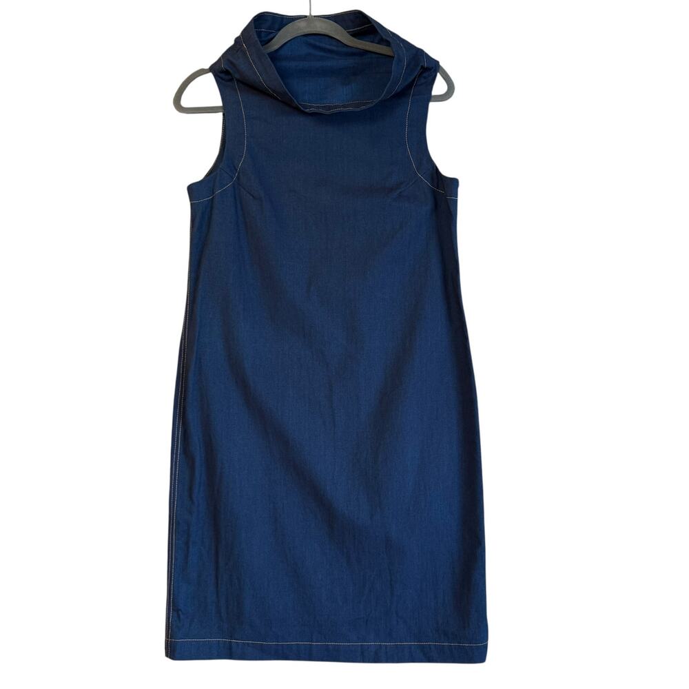 Maria Pinto Dark Denim Dress Full Side Zipper Closure M Cotton Blend
